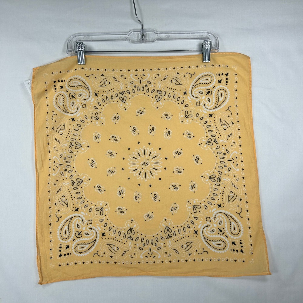 Yellow Paisley Bandana Vintage Square Scarf Headband Neckwear